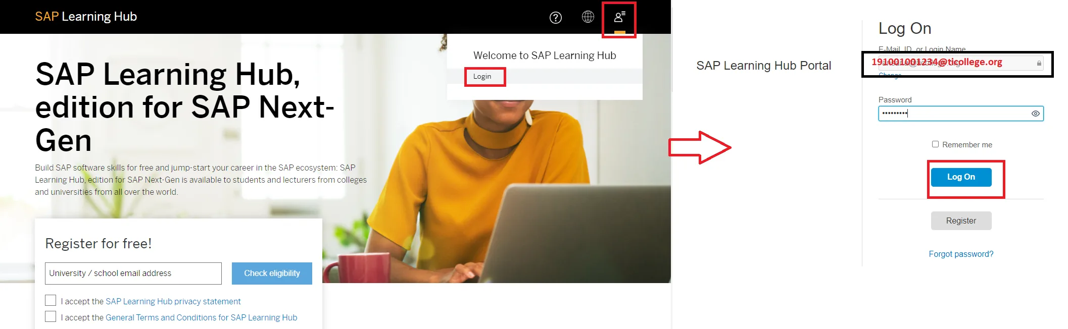 SAP Learning Hub Login Process