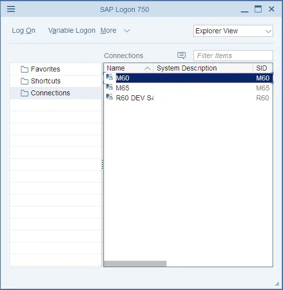 SAP Login Screen