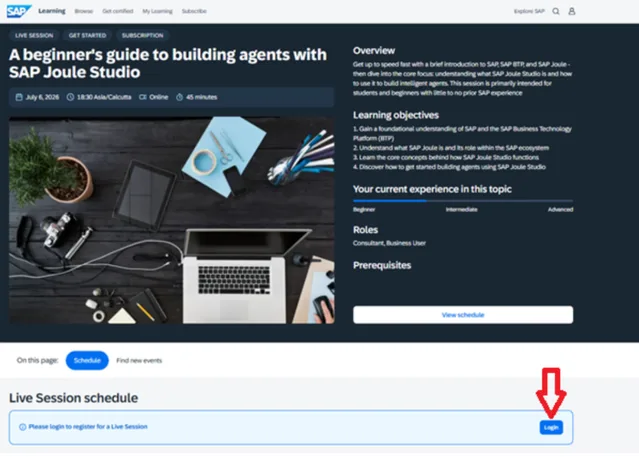SAP Joule Studio login screen