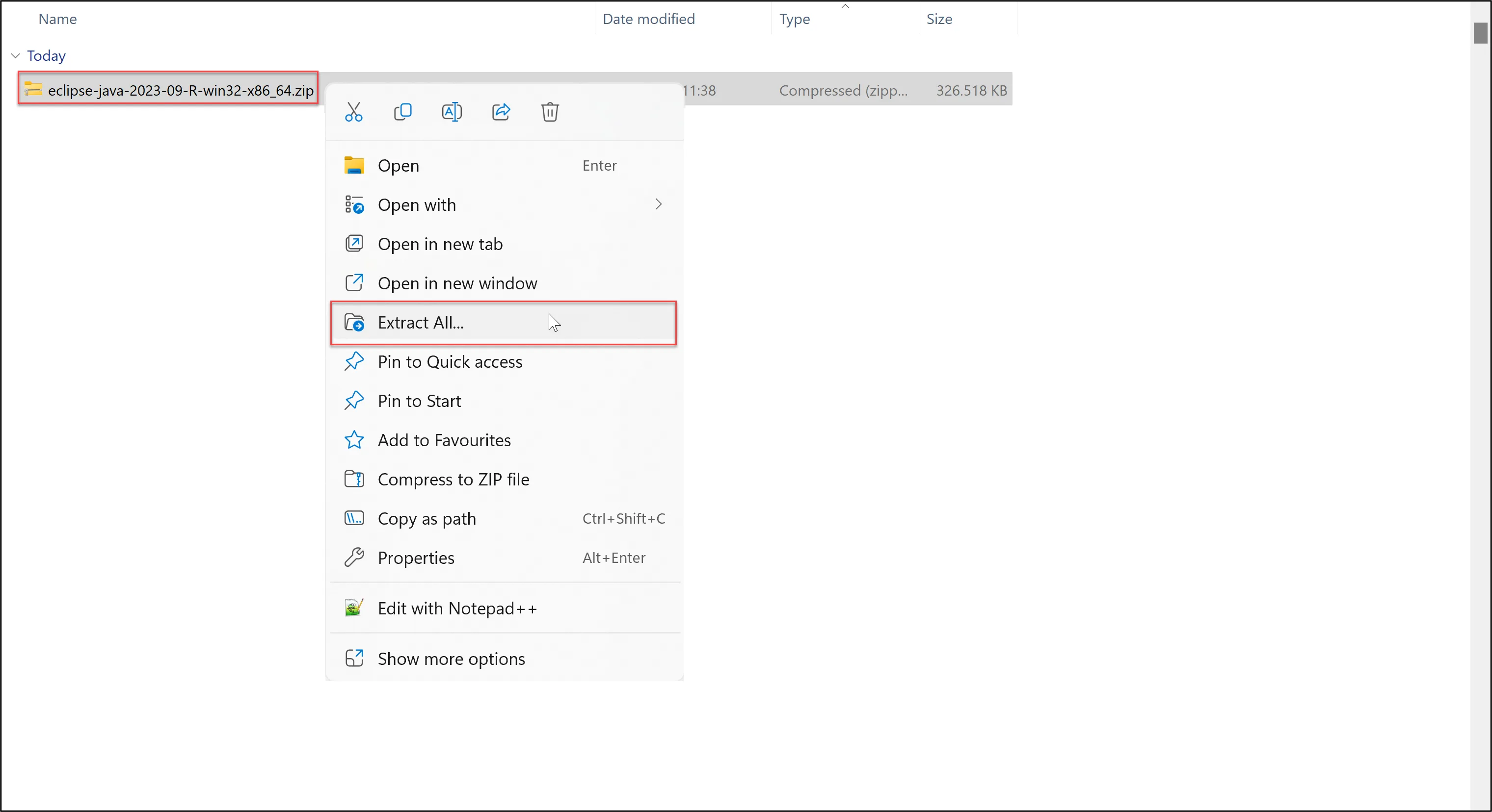 Eclipse Installation Configuration Screen