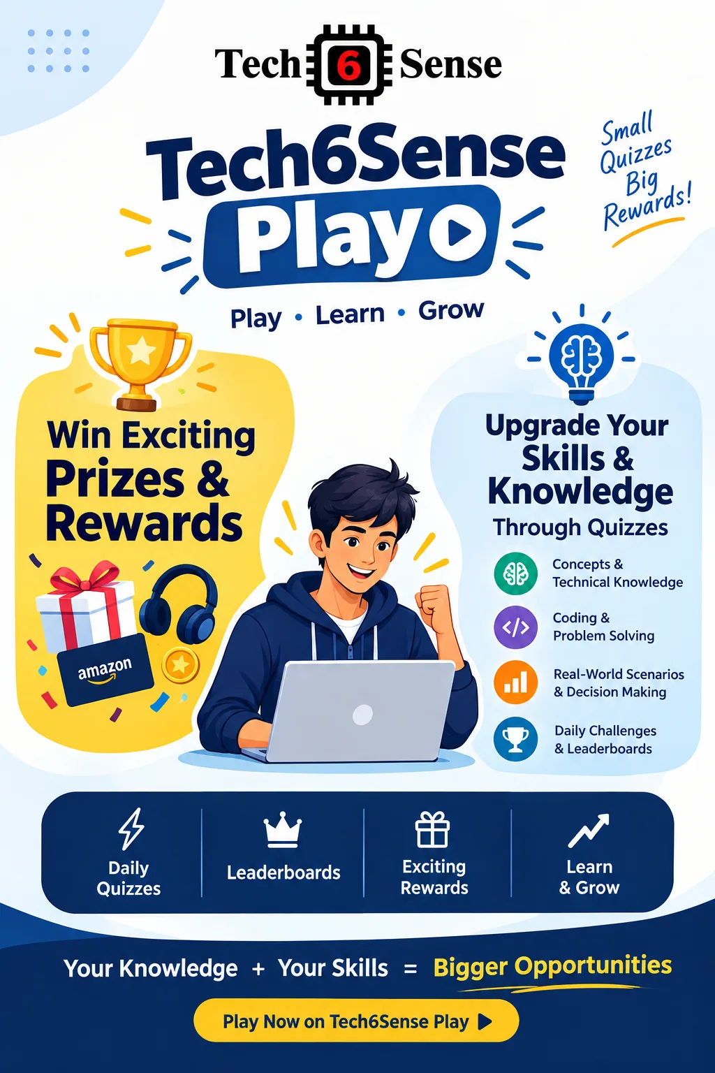 Tech6Sense Play: live daily quizzes, leaderboards and rewards